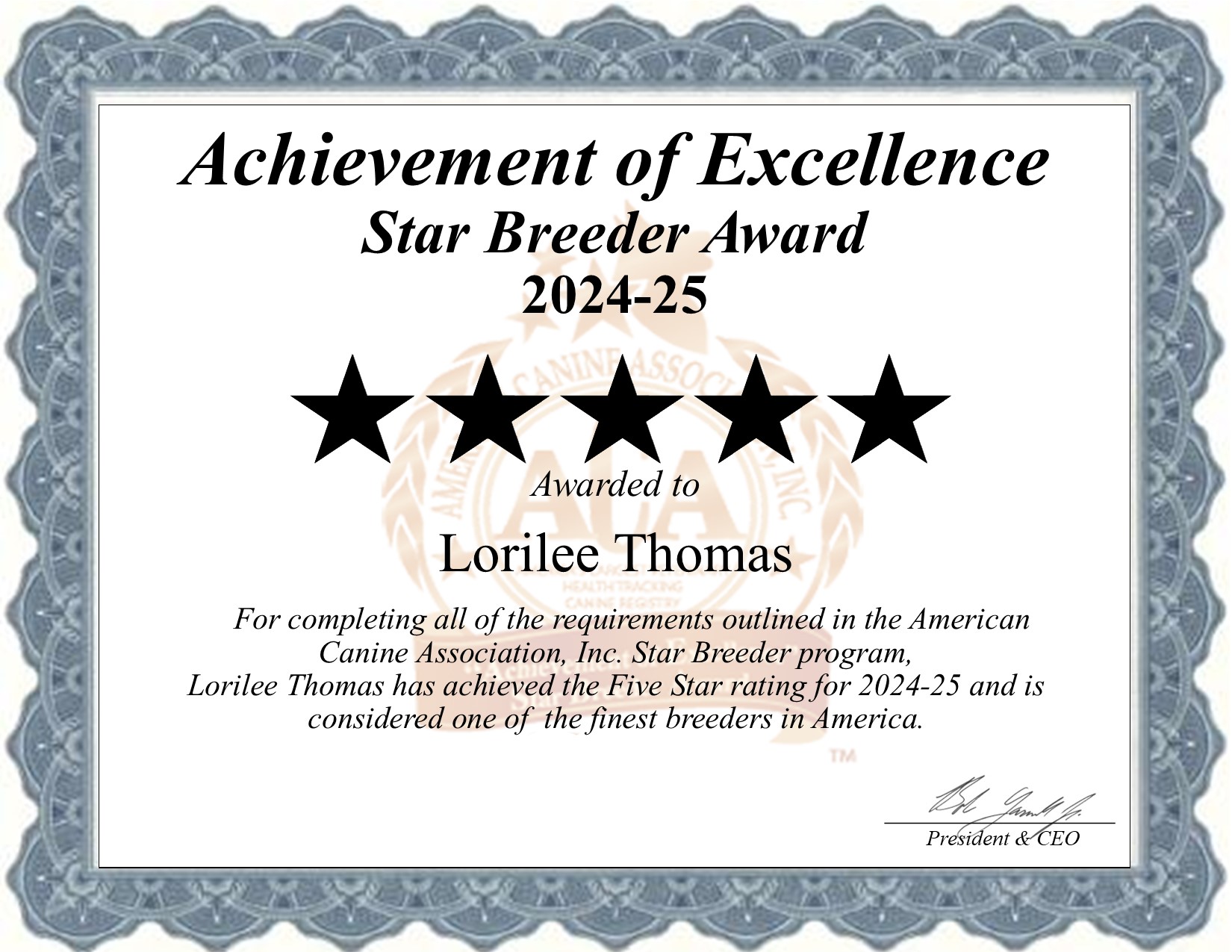 Lorilee, Thomas, dog, breeder, star, certificate, Lorilee-Thomas, Whiting, KS, Kansas, puppy, dog, kennels, mill, puppymill, usda, 5-star, aca, ica, registered, Poodle
