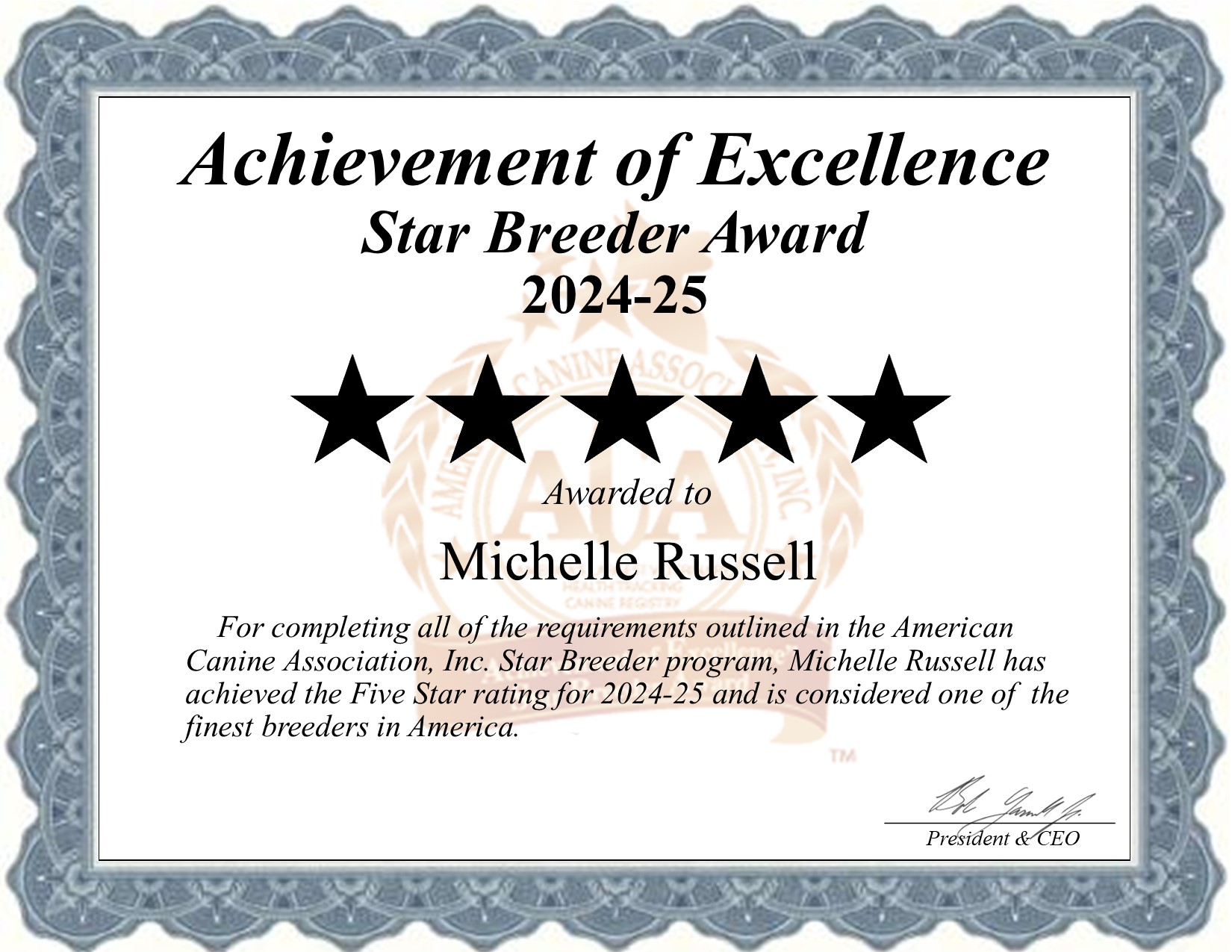 Michelle, Russell, dog, breeder, star, certificate, Michelle-Russell, Erie, KS, Kansas, puppy, dog, kennels, mill, puppymill, usda, 5-star, aca, ica, registered, french, bulldogs, frenchies, 48-A-1869, 48a1869