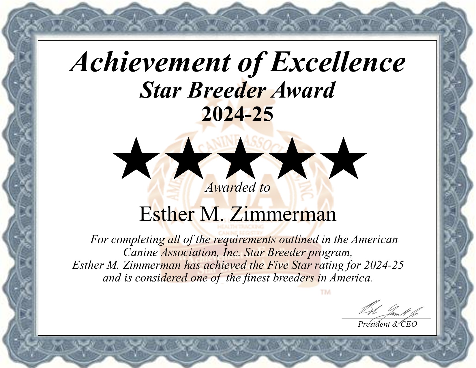 Esther, Zimmerman, dog, breeder, star, certificate, Esther-Zimmerman, East Earl, PA, Pennsylvania, puppy, dog, kennels, mill, puppymill, usda, 5-star, aca, ica, registered, Olde English Bulldogge, none