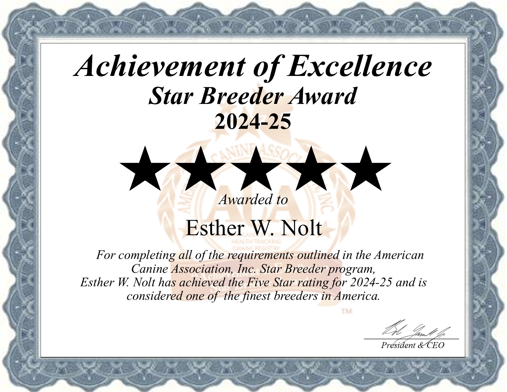 Esther W., Nolt, dog, breeder, star, certificate, Esther W.-Nolt, East Earl, PA, Pennsylvania, puppy, dog, kennels, mill, puppymill, usda, 5-star, aca, ica, registered, Poodle