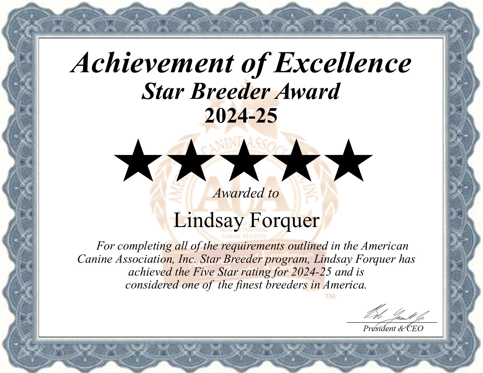 Lindsay, Forquer, dog, breeder, star, certificate, Lindsay-Forquer, Salem, IA, Iowa, puppy, dog, kennels, mill, puppymill, usda, 5-star, aca, ica, registered, Miniature Dachshund